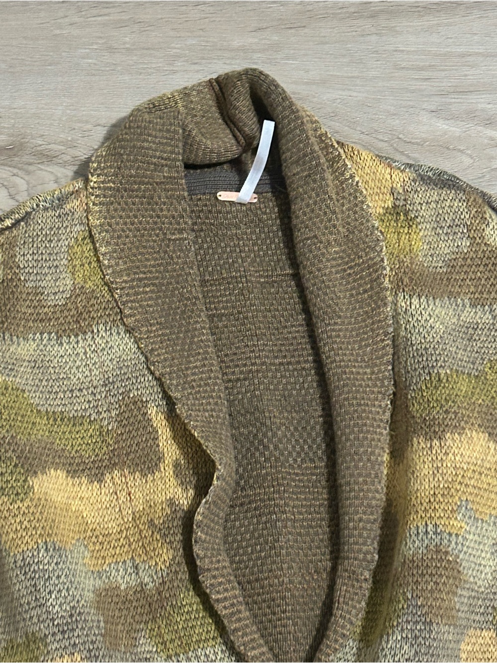 Olive Green Camouflage Knit Cardigan - Picture 6 of 13